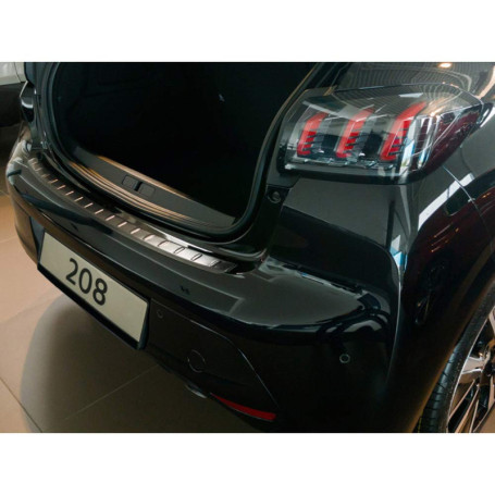 Protection de Seuil Arrière Inox Noir pour Peugeot 208 II HB 2019-2023
