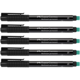 Marqueurs Multimark S Faber-Castell - Lot de 5, Encre Noire Effaçable