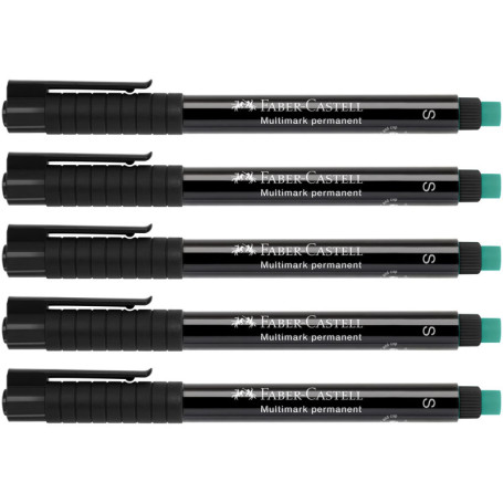 Marqueurs Multimark S Faber-Castell - Lot de 5, Encre Noire Effaçable