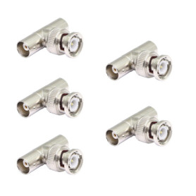 Lot de 5 répartiteurs BNC type T - Mâle vers double femelle pour vidéosurveillance