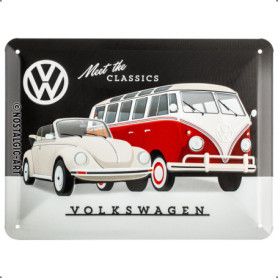 Plaque Vintage Volkswagen en Métal - Décoration Rétro pour Bus VW et Coccinelle
