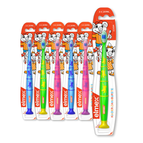 Lot de 6 brosses à dents Elmex pour enfants - Coloris variés