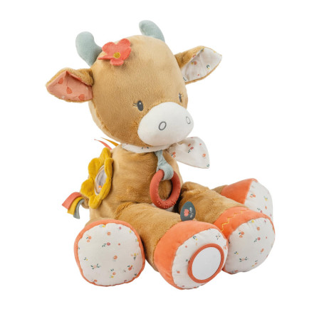 Nattou Vache d'Activité Mila - Doudou Beige avec Hochet et Miroir