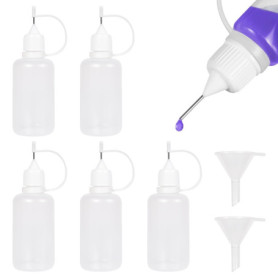 Colexy Lot de 5 Bouteilles Doseuses à Aiguilles de 30 ml avec Entonnoirs