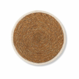 Dessous de Plat Rond en Jonc de Mer avec Bordure Blanche - 25 cm