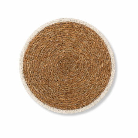 Dessous de Plat Rond en Jonc de Mer avec Bordure Blanche - 25 cm
