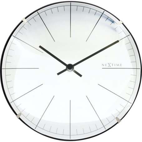 Horloge Murale NeXtime BIG Stripe Mini Dome Blanche - Silencieuse et Élégante, Ø 20 cm