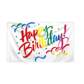 Drapeau Joyeux Anniversaire Multicolore 90x60 cm avec Œillets Métalliques