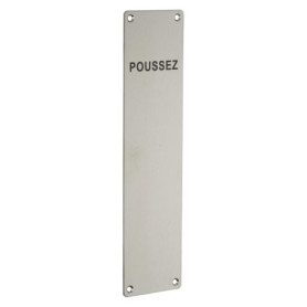 Plaque de Poussée en Inox THIRARD avec Marquage Noir - Poignée de Tirage pour Porte Bois
