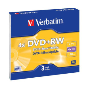 Verbatim DVD+RW 4,7 Go 3 pièces - Réinscriptibles Argent Mat