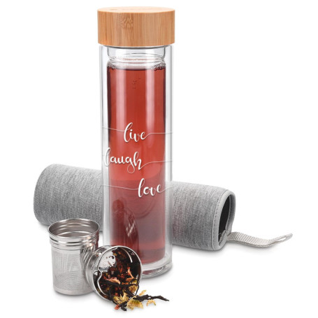 Bouteille de Thé en Verre avec Infuseur INOX - 500mL Double Paroi