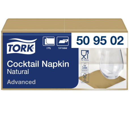 Serviettes Cocktail Écologiques Tork - 200 Unités Naturelles