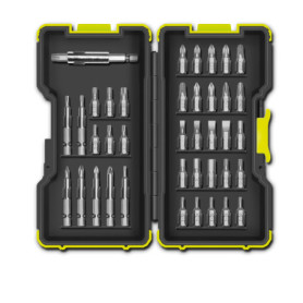 Coffret antichocs RYOBI avec 40 embouts de vissage et porte-embouts