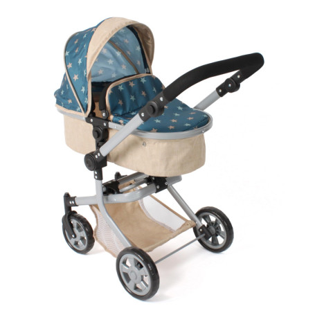 Poussette de Poupée 2 en 1 Bayer Chic 2000 Mika - Étoiles Beige-Turquoise