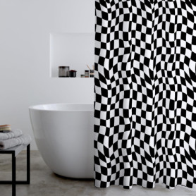 Rideau de Douche Damier Noir et Blanc 180 x 180 cm
