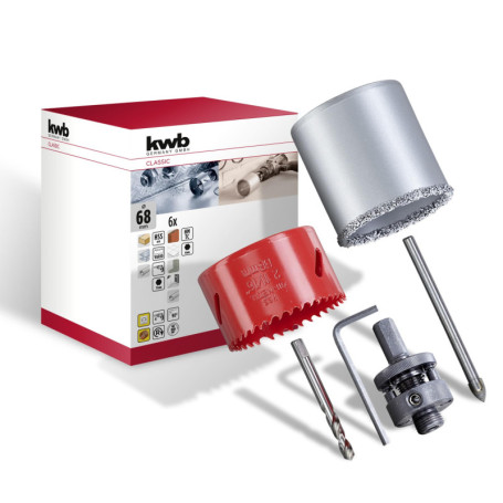 Kit de 6 scies cloches Ø 68 mm avec forets de centrage pour travaux électriques