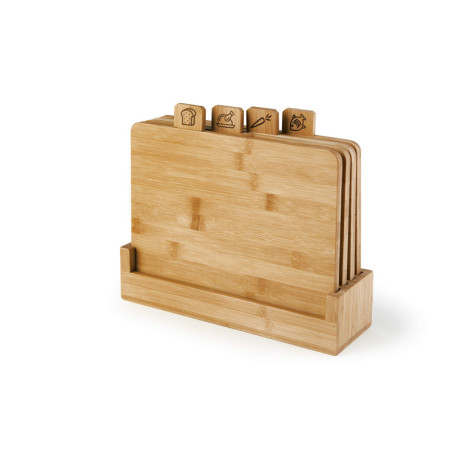 Lot de 4 planches à découper en bambou avec support - Excelsa Eco Living