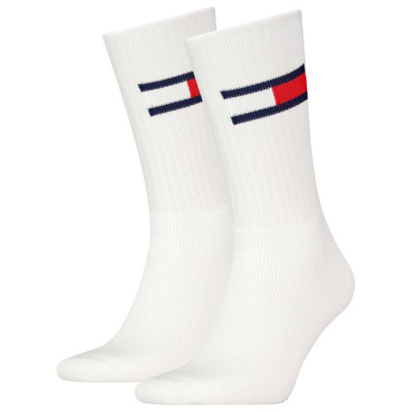 Chaussettes Unisexes Tommy Hilfiger Crew en Coton Bio - Blanc, Taille 43-46