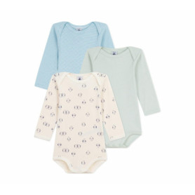 Lot de 3 bodies manches longues en coton pour bébé - Petit Bateau