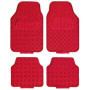 Tapis de Sol Caoutchouc Look Aluminium Rouge - Set de 4 Pièces