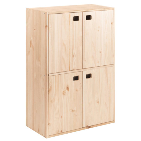 Armoire de Rangement en Bois de Pin avec 4 Portes et Étagères Réglables - Astigarraga Kit Line
