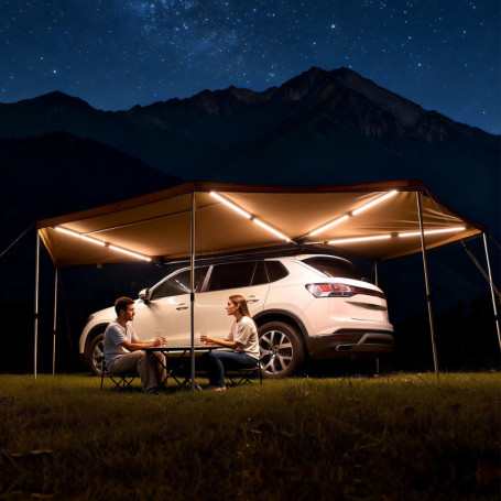 Auvent Latéral VEVOR 270° 5,7x2,1 m avec Éclairage LED - Abri Autoportant pour SUV et Camping