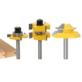 Ensemble de Fraises à Bois APlus - 3 Bits 8mm pour Couper à 45 Degrés