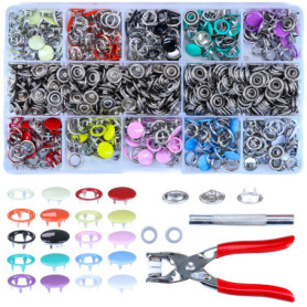 Selyse Lot de 200 Boutons-pression Métalliques Multicolores pour Couture et Bricolage