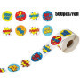 Rouleau d'Autocollants Super Héros - 500 Étiquettes Adhésives pour Enfants