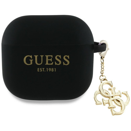 Coque en Silicone Guess 4G pour AirPods 4 - Noir