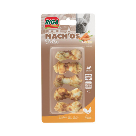 Os Nœud Mach'Os pour Chien - Peau de Buffle au Poulet et Carotte - 5 Pièces