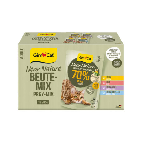 GimCat Near Nature Mix - Nourriture Humide Sans Céréales pour Chats 12 Sachets