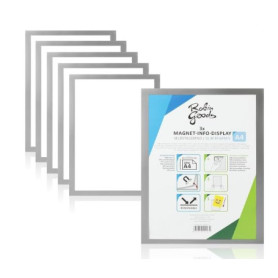 Lot de 6 cadres magnétiques A4 argentés pour affiches et photos