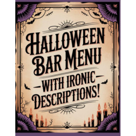 Menu de Bar Halloween avec Descriptions Irotiques : Cocktails de l'Au-delà