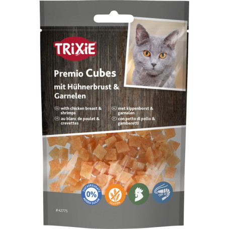 Trixie Friandises Naturelles pour Chats - Cubes au Poulet et Crevettes 50g