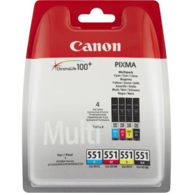 Pack de 4 Cartouches d'Encre Canon CLI-551 avec 50 Feuilles Photo
