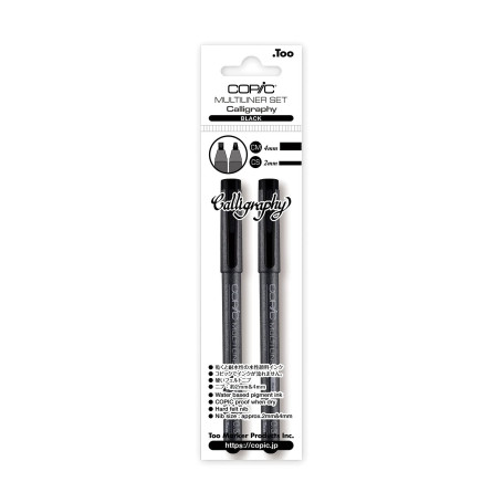 Set de Fineliners Copic Multiliner Calligraphy Noir - 2 Stylos à Dessin
