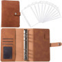 Carnet de Notes Rechargeable en Cuir PU avec 12 Pochettes A6 - Marron