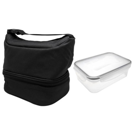 Boîte à Lunch Isotherme NERTHUS avec Récipient Hermétique - 1L, Double Compartiment, Sac Pratique