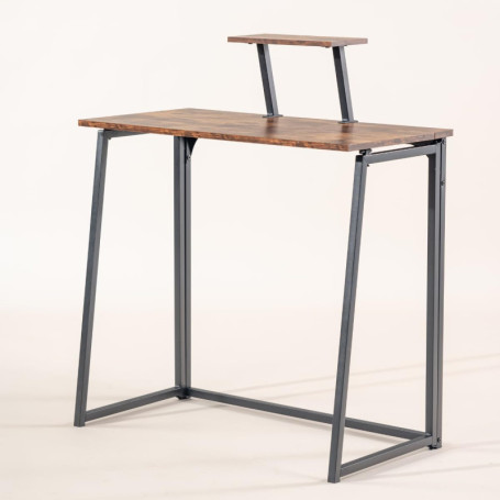 Table de Bureau Pliante FurnitureR pour Petits Espaces avec Support d'Écran