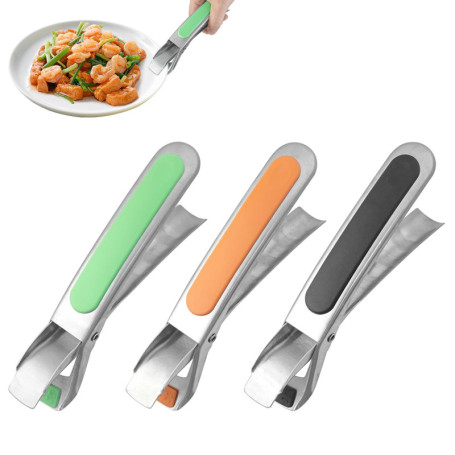 Set de 3 Pinces Antidérapantes en Acier Inoxydable avec Poignée en Silicone