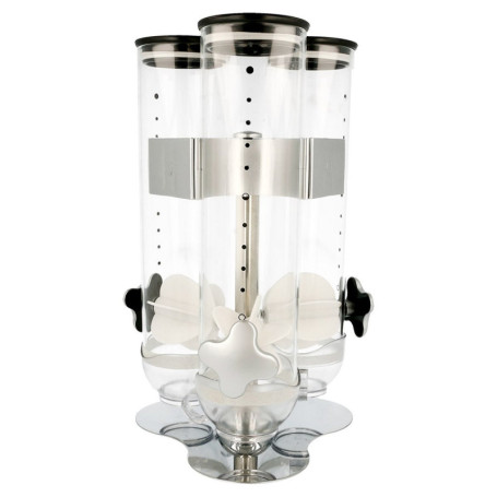 Distributeur de Céréales Triple en Acrylique Transparent - 20x20x45 cm