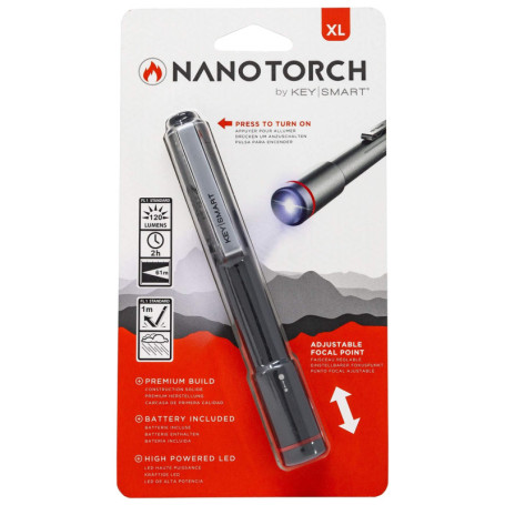 KeySmart Nano Torch XL - Lampe de Poche Compacte Noir avec Stylo