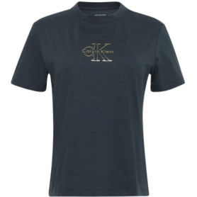 T-Shirt Femme Calvin Klein Classic Bleu Inkwell à Manches Courtes