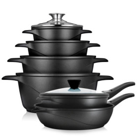 Set de Batterie de Cuisine Briebe 12 Pièces Induction Anti-adhésif ILAG GRANITEC