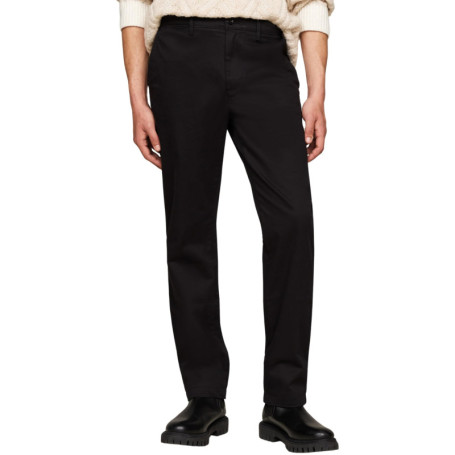 Chino Satin Homme Tommy Hilfiger Denton - Noir, Coupe Droite