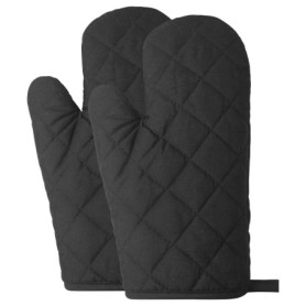Gants de Four en Coton Noir - Anti Chaleur jusqu'à 250°C (2 Pièces)