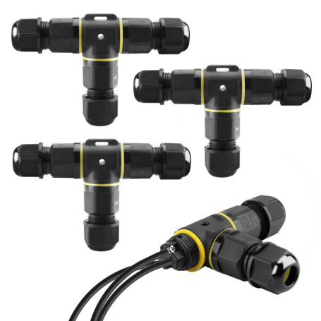 WEBN Lot de 3 Connecteurs de Câble Étanches IP68 - Boîte de Jonction Extérieure Noir