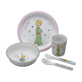 Coffret Cadeau Vaisselle Enfant 5 Pièces - Le Petit Prince - Mélamine Rose