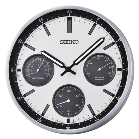 Horloge Murale Seiko Shelby Argentée 33 cm - Silencieuse et Élégante